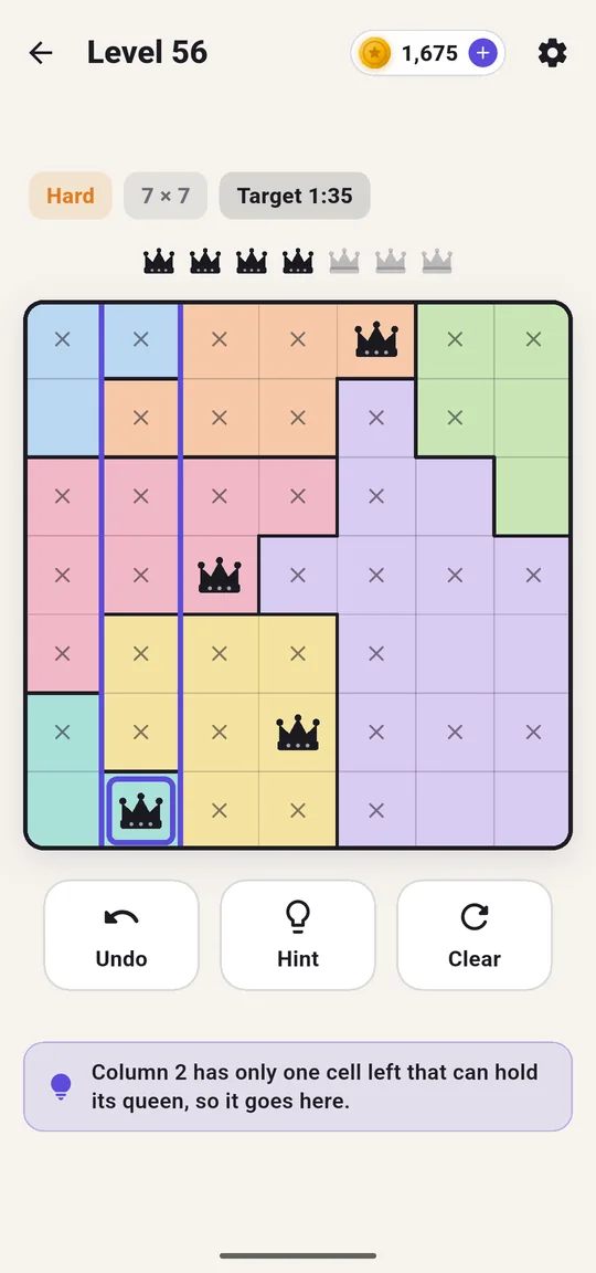 A hint explaining the next logical step