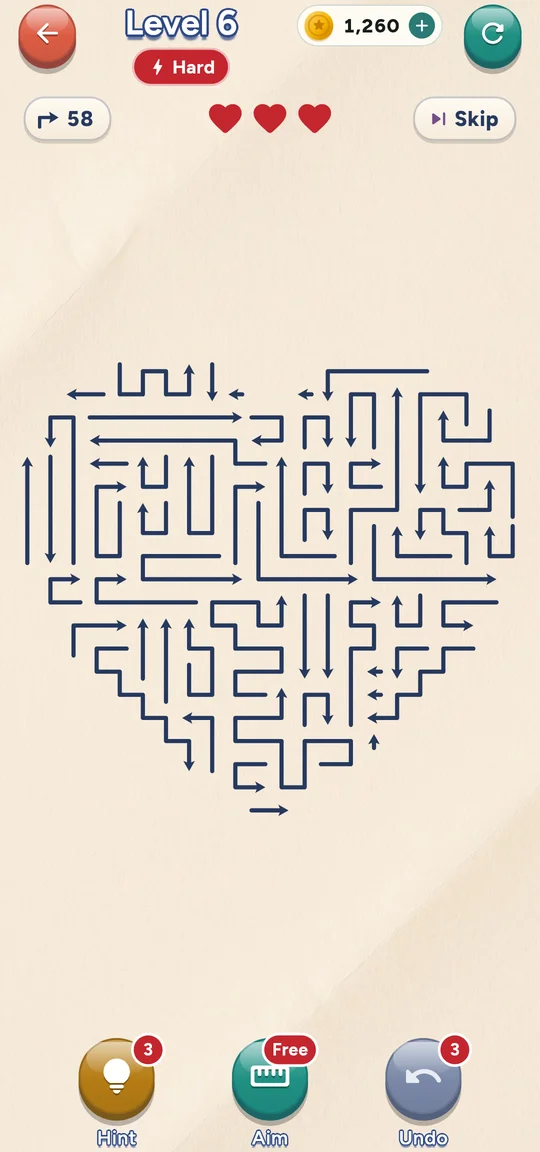A heart-shaped board of paper darts on cream paper